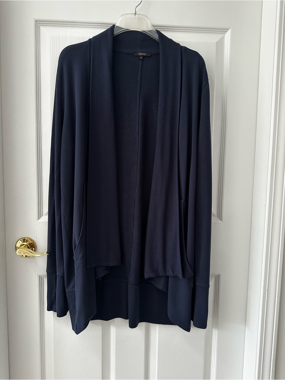QUINCE Navy Blue French Terry Modal Open Cardigan XL Soft Cozy